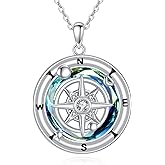 YAFEINI Compass Necklace Sterling Silver Mustard Seed Pendant Necklace Compass Faith Jewelry Gifts for Women