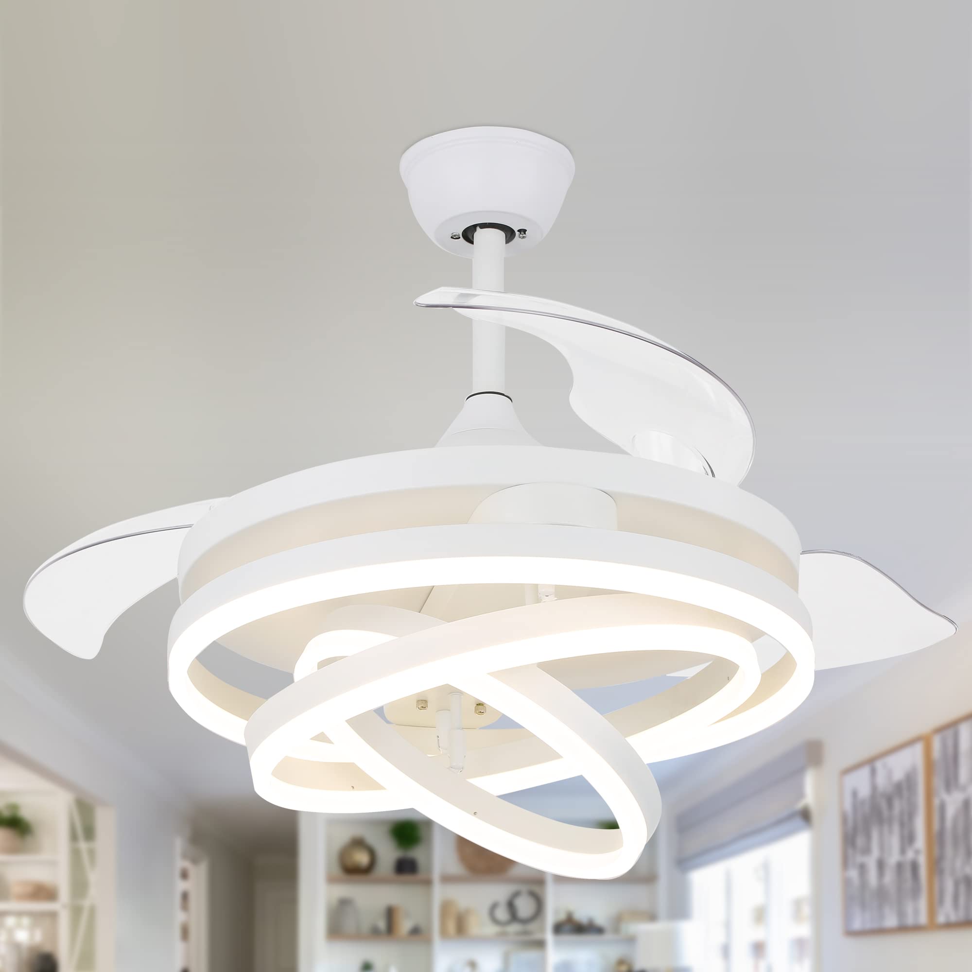 42 Inch Retractable Ceiling Fan, Modern Ceiling