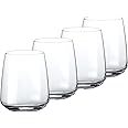 Bormioli Rocco Planeo Set Of 4, Stemless Wine Glasses, And DOF Drinking Glass, 12.25 Oz, Clear Crystal Star Glass, Dishwasher Safe, Made In Italy.