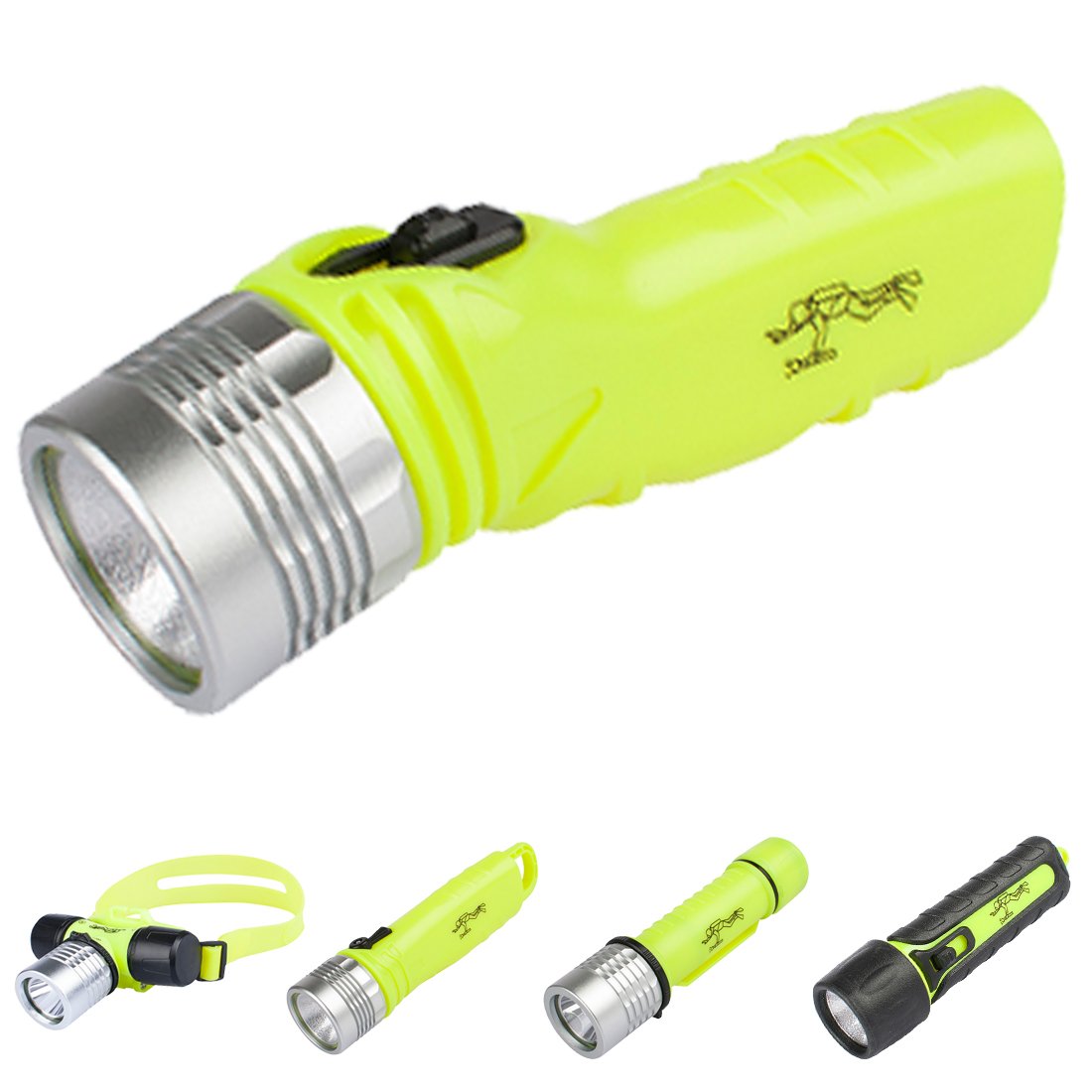 Three trees 3W Waterproof Underwater Diving Shallow Flashlight Torch Lamp sBrightness，100 Lumens LED Scuba Dive LED Flashlight Waterproof Diving Flashlight Bright yellow
