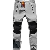 Rdruko Men's Snow Ski Pants Waterproof Insulated Fleece Lined Snowboard Winter Hiking Camping Pant with Zipper Bottom Leg
