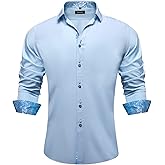 DiBanGu Men's Dress Shirt Long Sleeve Casual Button Down Shirts Regular Fit Inner Contrast Shirt for Business Party