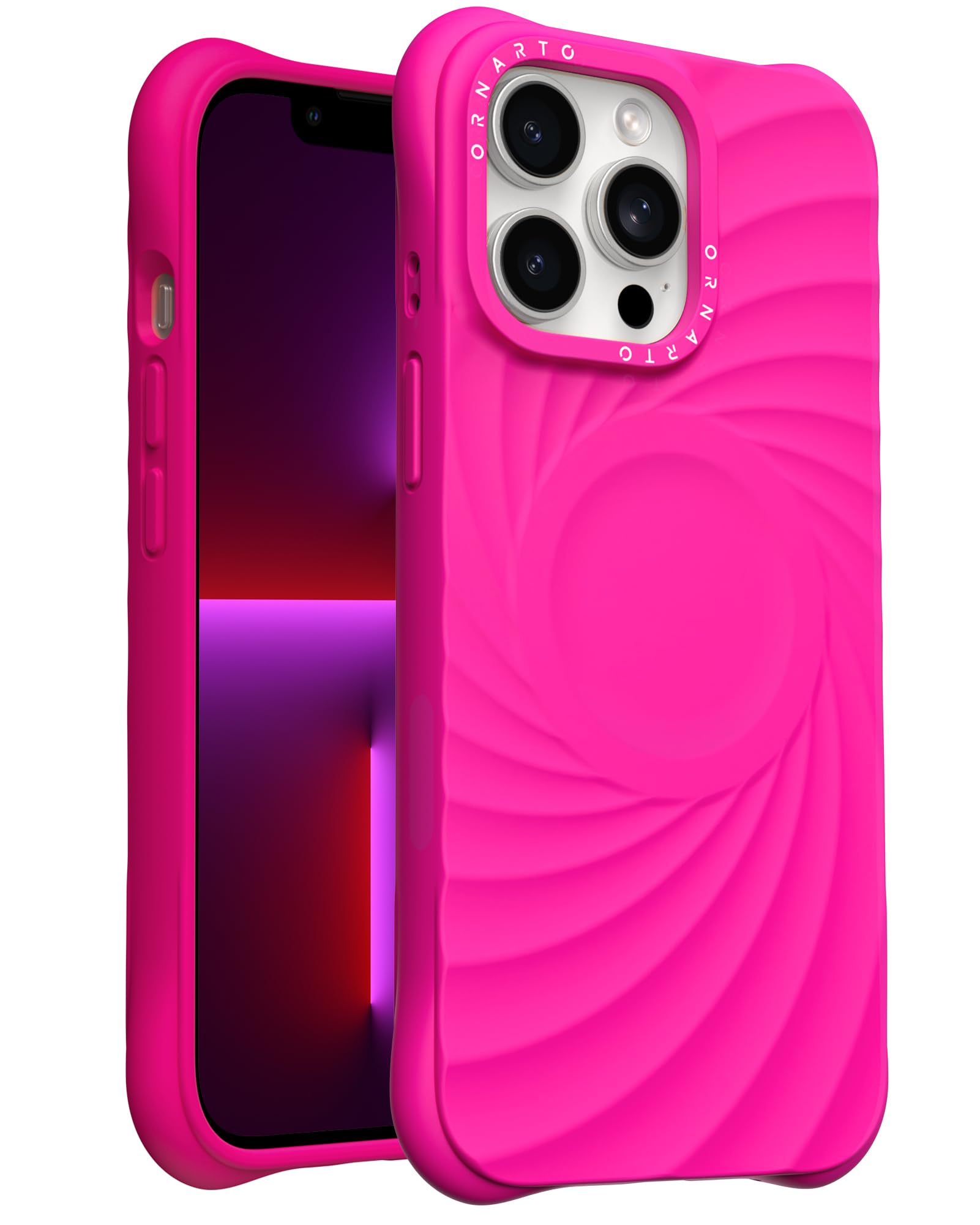 ORNARTO Vortuxe for iPhone 13 Pro Max Case 6.7" | 2X MIL-STD Drop Protection | Compatible with MagSafe | Sleek Aesthetic Liquid Silicone Phone Cover - Hot Pink Image