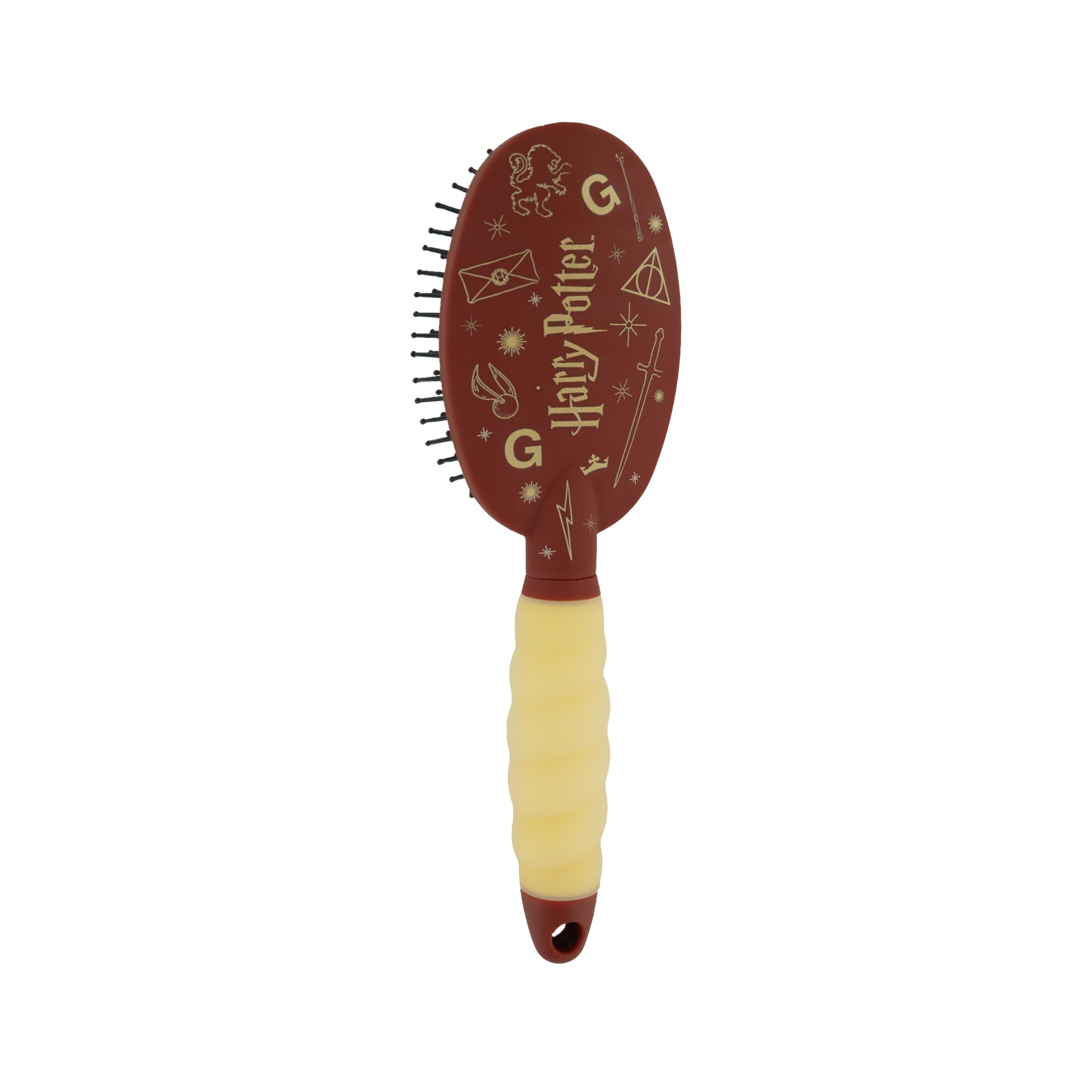 Harry Potter - Detangling Hair Brush - Ergonomic Brush - Silicone Gel Handle - All Hair Types - Official Hogwarts School Accessory - Gryffindor