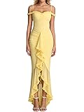 KUTUMAI Women Ruffle Bodycon Maxi Dress Ruched Long