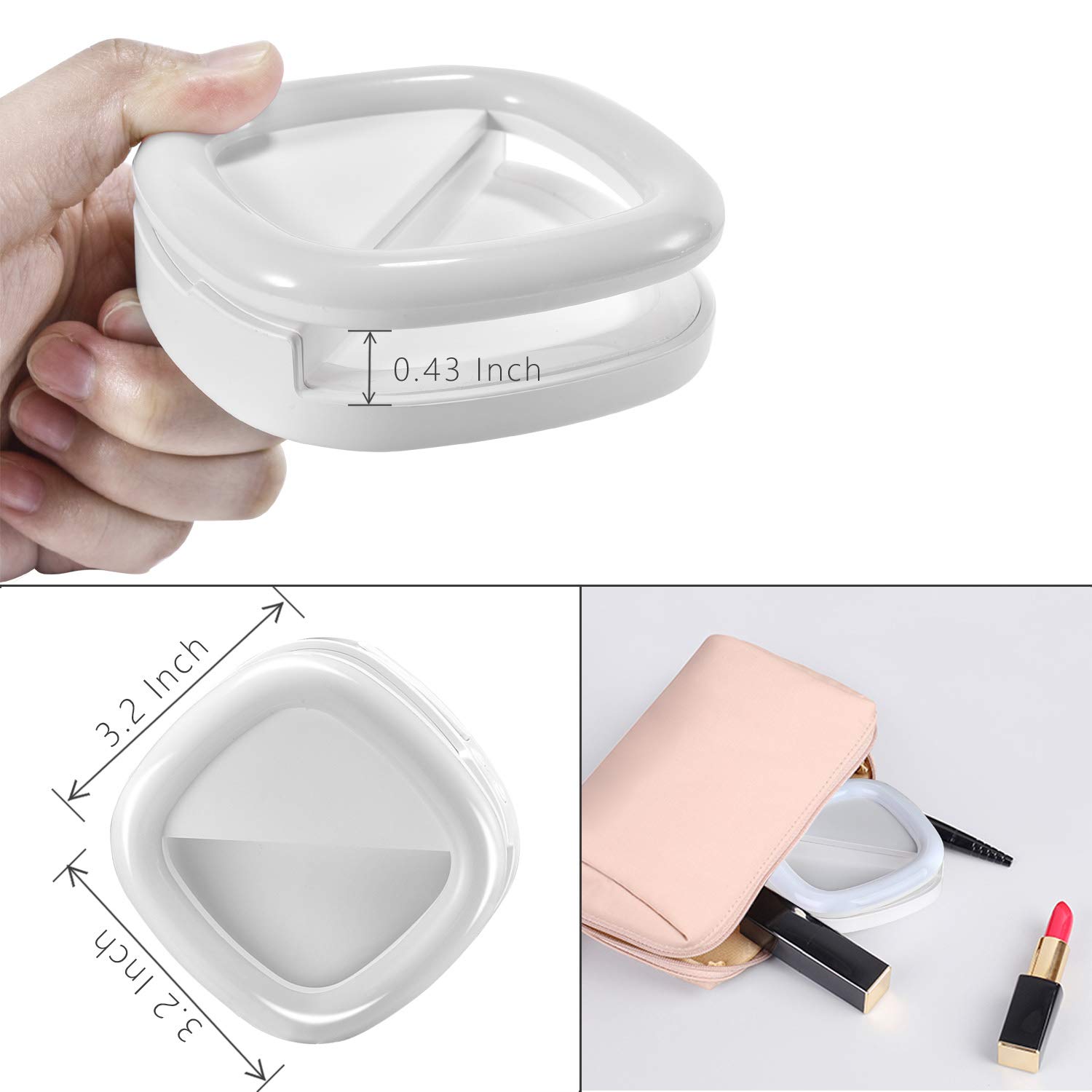 Selfie Ring Light, Solarxia Rechargeable Selfie Lights with Makeup Mirror [52 LED Bulbs][3-Light Mode][9-Level Brightness] for iPhone iPad MacBook Laptop Android Camera(White)