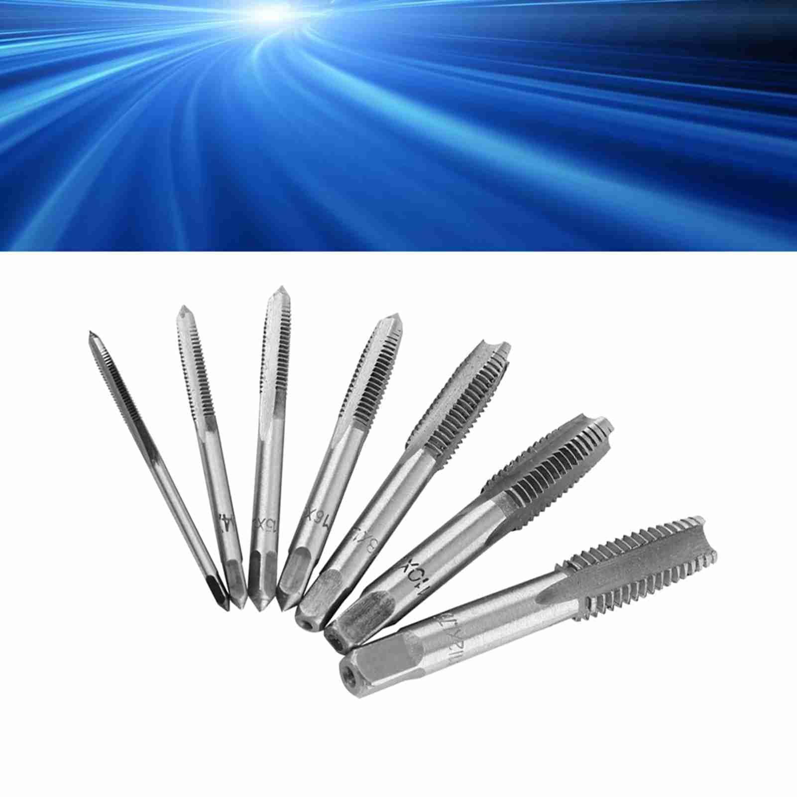 Thread Tap 7pcs Metric Thread Steel Tap Tapping Tool Screw Taps Tool Set Spiral Flute Metric Taps Set Countersink Bits