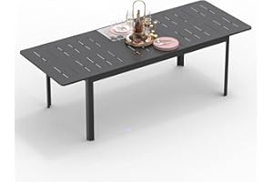 DOMI OUTDOOR LIVING Domi Extendable Aluminum Outdoor Dining Table, 59" - 89" Metal Patio Dining Table for 6-8 Person Patio Garden Backyard Porch Lawn Bistro Furniture (Dark-Brown)