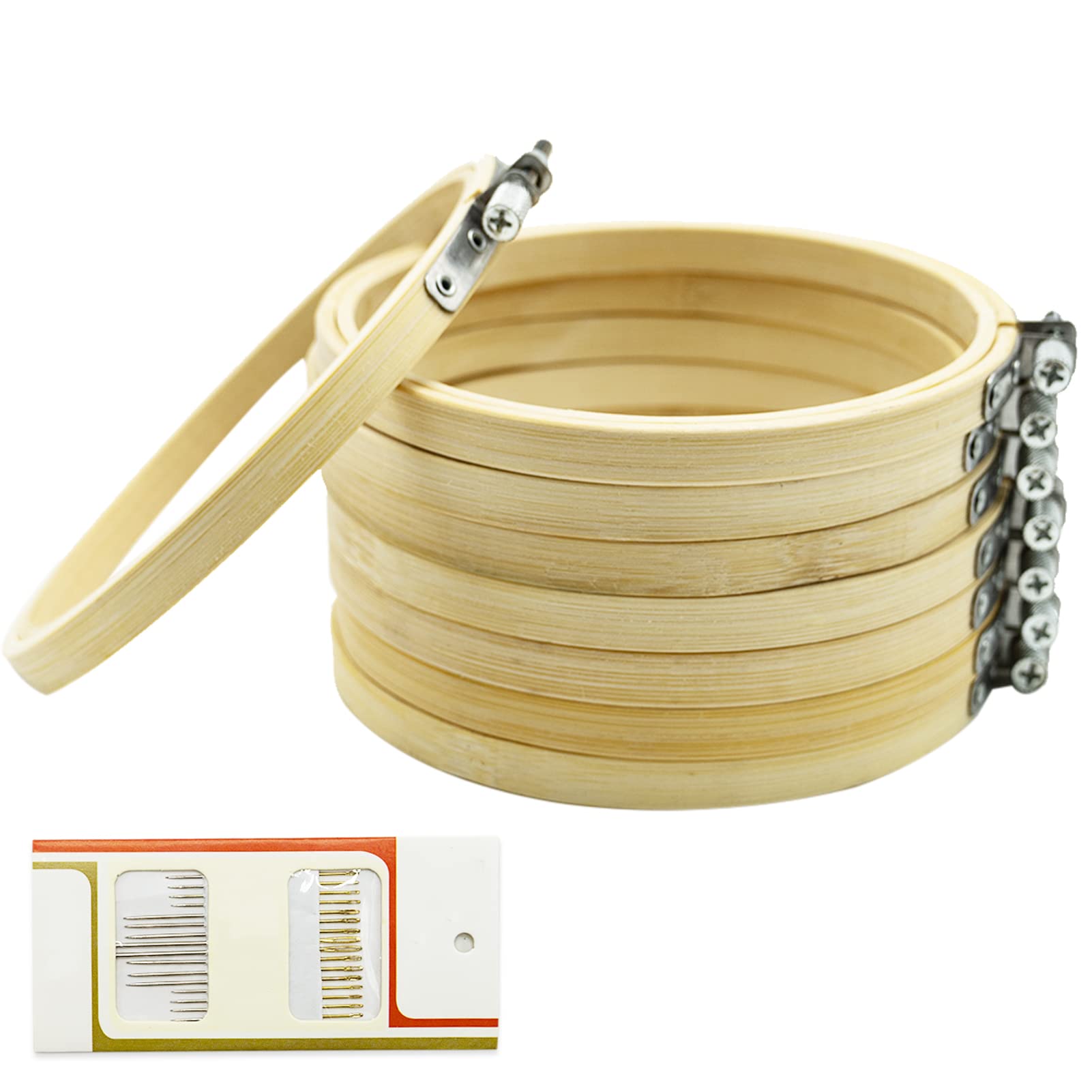 8 Pack 5 inch Mini Bamboo Circle,Embroidery Hoop Cross Stitch Hoop Ring for DIY Art Craft Handy Sewing — image 1