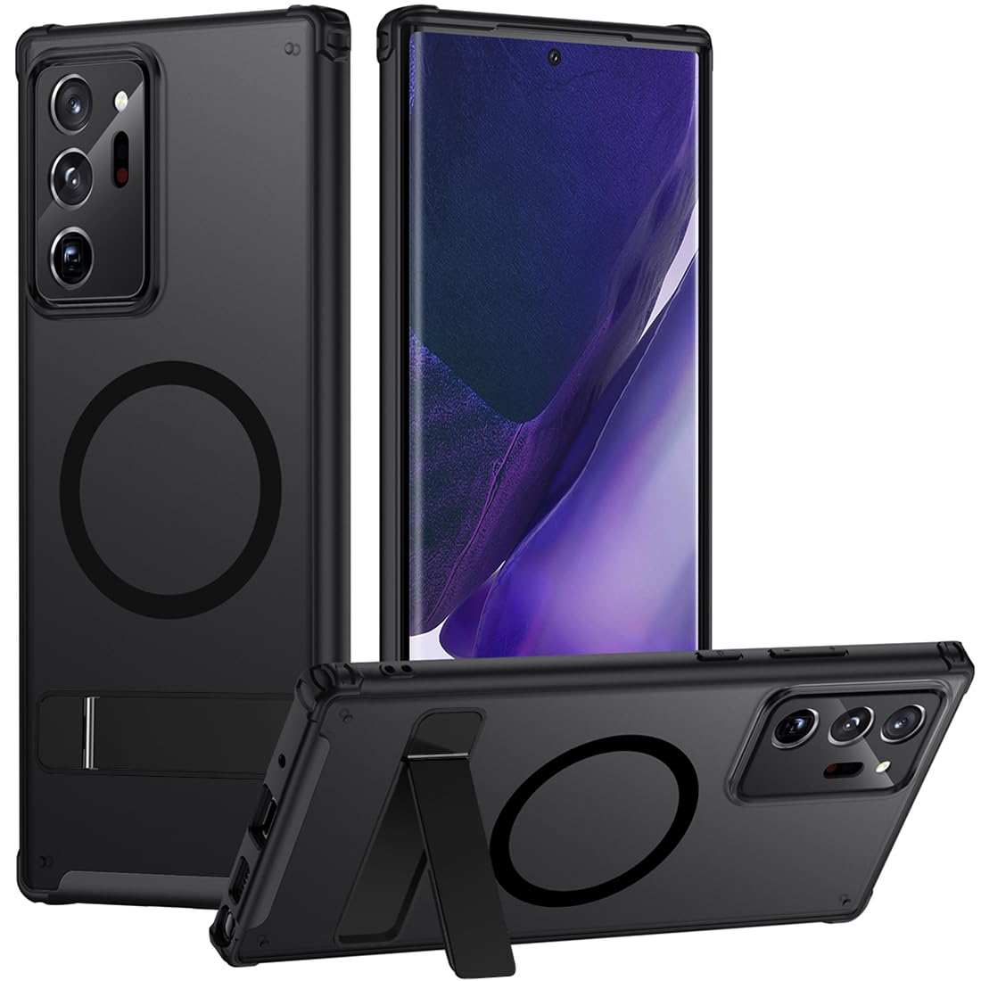Photo 1 of TIANNIUKE Magnetic Case for Samsung Galaxy Note 20 Ultra, Translucent Matte Anti-Fingerprint,Compatible with MagSafe,Adjustable Kickstand,Shockproof Protective Phone Case (Black)