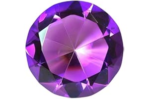 Zoogamo 3” / 80 mm Dark Purple Diamond Shaped Glass Crystal Paperweight –Home Office Decor & Valentine's Day Gift Wedding Favors Centerpieces Decoration with Gift Box