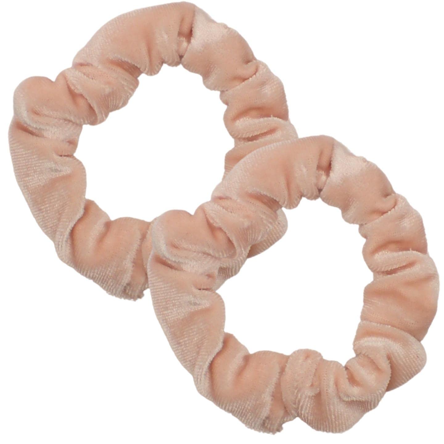 Topkids Accessories Skinny Velvet Hair Scrunchies Pack of 2 Scrunchies for Women & Girls, Cute Soft Scrunchy Hair Tie, Cute Hair Bobble, Velvet Hairband for Ladies & Kids Scrunchies (Nude)