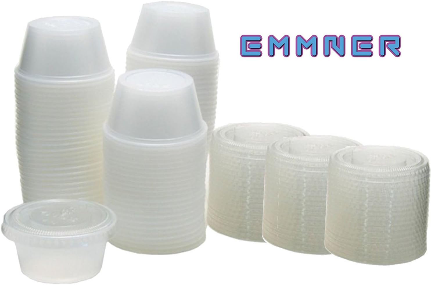 Emmner Durable Plastic Jello Shot Cups and Lids, Translucent , 2-Ounce, Package of 500