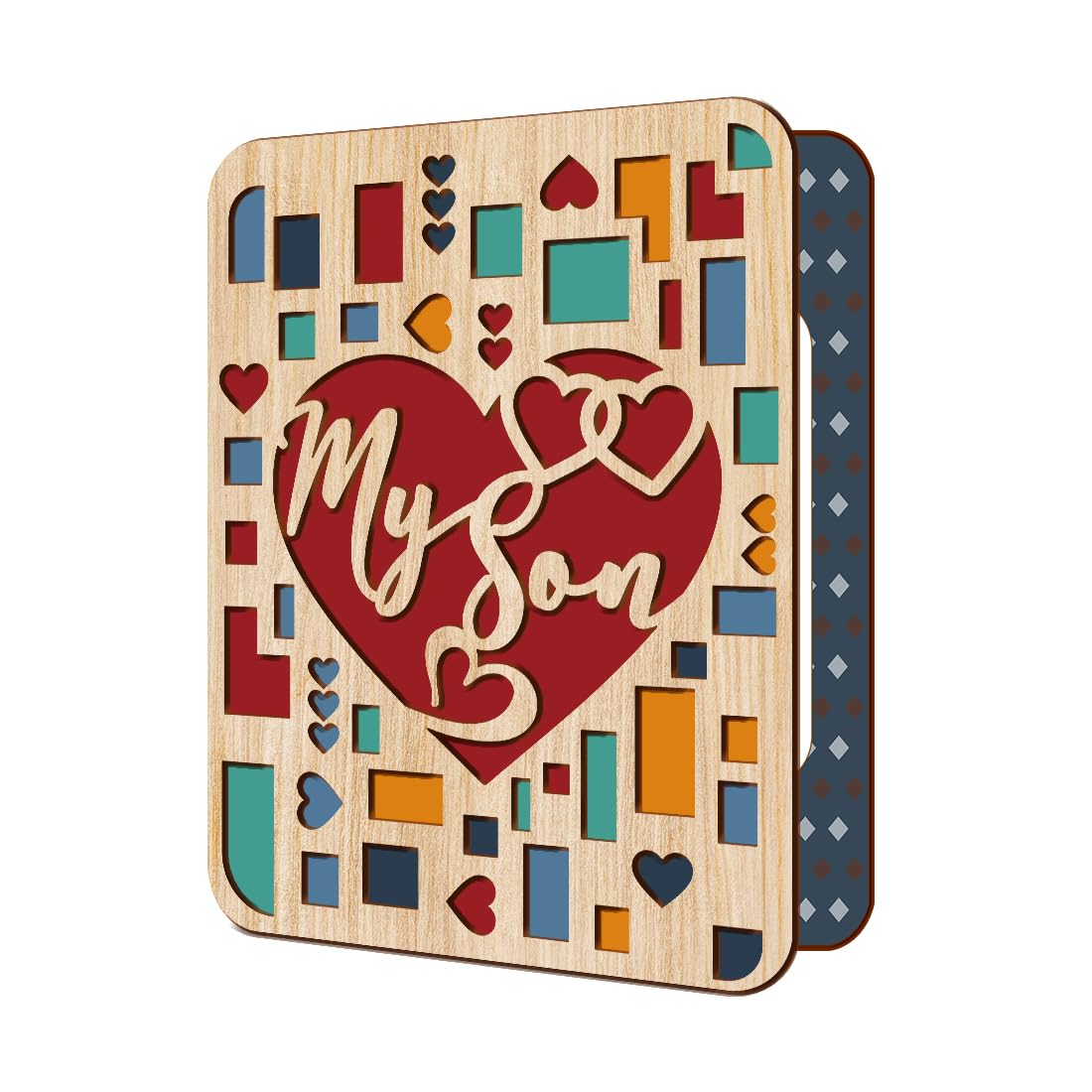 FREEBLOSS Wooden Cards Red Heart Greeting Cards Anniversary Wooden Card Hollow Wood Anniversary Card Foldable Wooden Anniversary Greeting Card