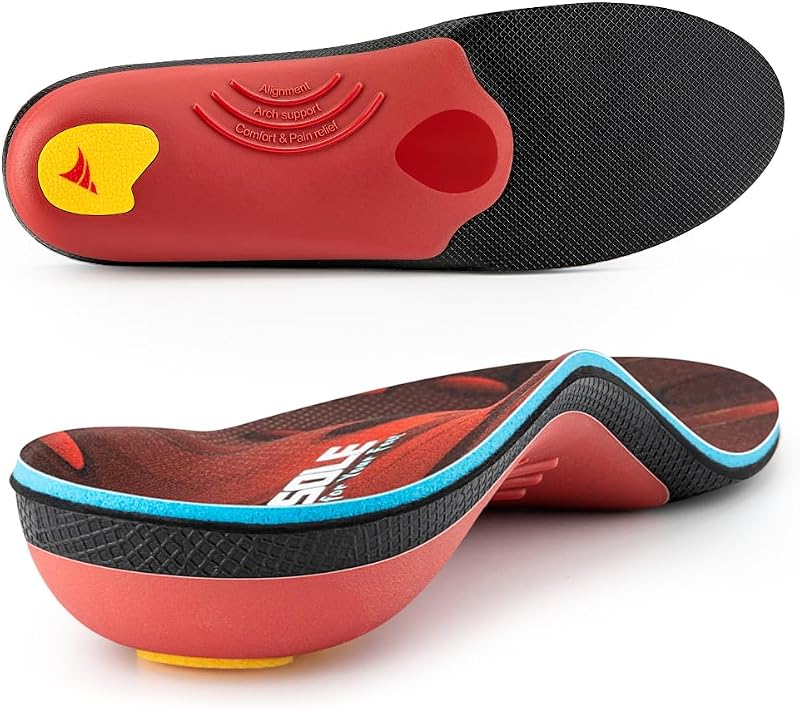 VALSOLE Orthotic Insole Arch Support Red UK 10-29cm Plantar Fasciitis