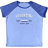 ITHAFE Vintage Graphic Baby Tees for Women Brazil Shirt Y2k Tops Mexico Crop Top Jersey 2000s Summer Going Out Tops