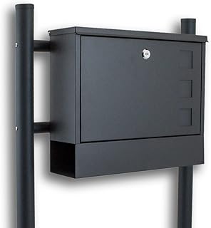 BITUXX® Standbriefkasten Briefkasten Postkasten Mailbox Briefkastenanlage mit integrierten Zeitungsfach Dunkelgrau Anthrazit