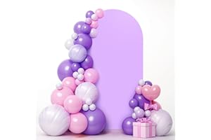 LEBENGURU Upgraded 6FT Wedding Arch Cover, Purple Spandex Fitted Arch Backdrop Cover, Round Top Chiara Stand Covers for Birthday Party Baby Shower Banquet Balloon Décor