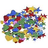Outus 1.27 Ounce Foam Glitter Stickers, Star and Mini Heart