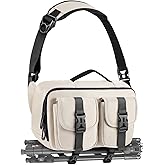 TAAOKA Camera Sling Bag,DSLR Camera Bag with Tripod Holder,Waterproof Camera Shoulder Crossbody Bag for Photographers (Beige)