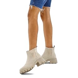 mysoft Women's Platform Chelsea Boots Lug Sole Slip