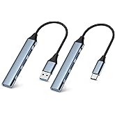 weishan 4-in-1 Charging Hub Compatible with MagicBand+ and Magic Band - USB and USB-C to MultiCharger for Smart Watch Band Ring Buds and Earbuds, 2-Pack