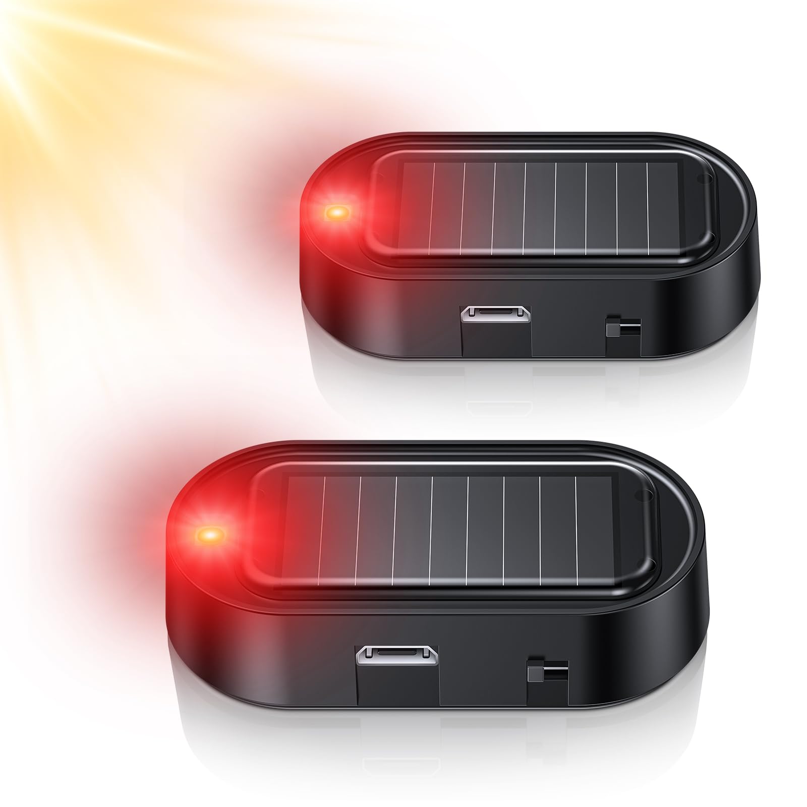 Photo 1 of Car Solar Power Simulated Dummy Alarm, Car Security Anti-Theft LED Flashing Fake Lamp with Light Sensor, Vehicle Alarm Light for SUV, RV, Truck