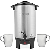 BLACK+DECKER 40-Cup Coffee Urn, Fast Brew with Drip-Free Spigot, Black | Programmable coffee maker for hot or iced coffee with reusable filter and 4-hour keep warm.