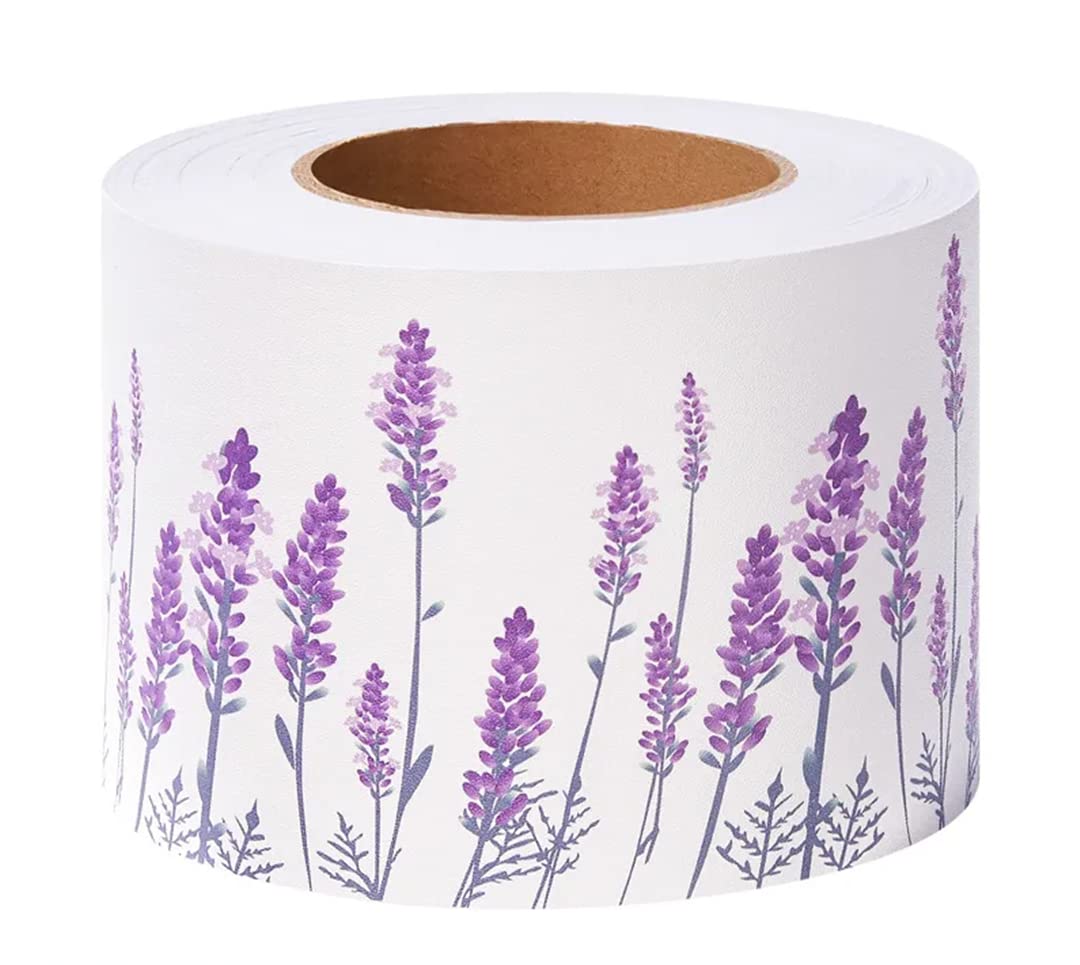 Lavender Purple Border Wallpaper - Removable Wall Decoration - Waterproof PVC Skirting Board - 10 cm x 1000 cm