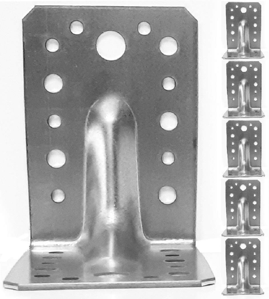5 x Corner Braces Brackets Plates, Heavy Duty Wooden Angle, Galvanised 3,54" x 3,54" x 2,56" x0,08 (90 x 90 x 65 mm x 2mm) L