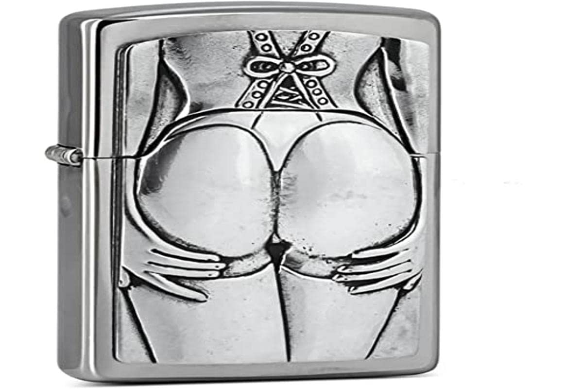 Zippo Unisex Adult Sexy Stocking Girl Emblem Windproof Pocket Lighter - Chrome — image 1