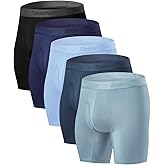 Easechoo 5 Pack Men's Underwear,Rayon Made from Bamboo Cool Boxer Briefs,Ultra Soft,Breathable,No Riding Up Long Leg
