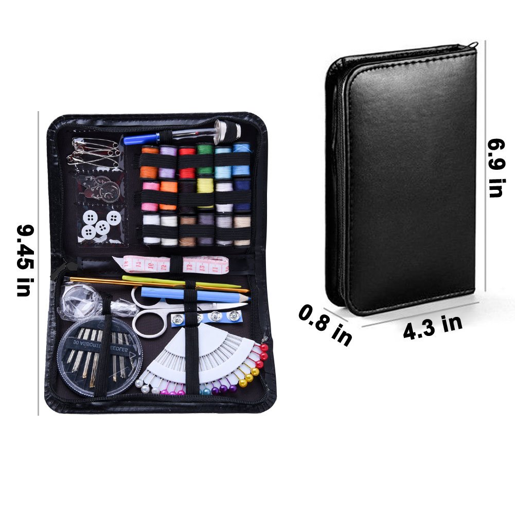 Sewing Kit [88 DIY Sewing Supplies] Zipper Portable leather sewing kit ,Mini Sewing Kit for Beginners,Emergency,Summer Campers,Travel and home Filled with Mending Supplies and Sewing Accessories