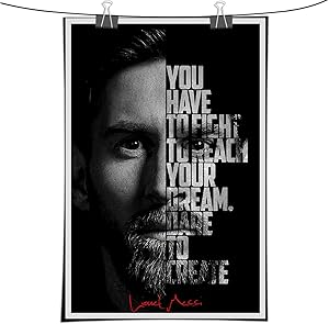 Lionel Messi Motivational Quote Wall Art Pictures Canvas Painting Nordic Inspirational Posters Prints Home Decor (1,20x28 inch-no frame)