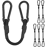 Gulisot Bungee Cords with Carabiner Clips, 12 Inch, Black, 6 Pack (6, 12in)
