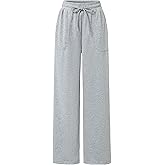 Women's Drawstring Waist Straight Wide Leg Sweatpants Casual Jogger Soft Pants with Pockets