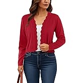 GRECERELLE Women's Long Sleeve Lightweight Open Front Cropped Cardigan Knit Sweaters Bolero Shrugs (S-2XL)