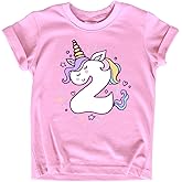 Unicorn 2nd Birthday Shirts for Toddler Girls Outfit 2 Year Old Second Two Shirt