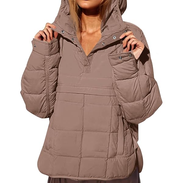 chouyatou Women's Quilted Pullover Puffer Jacket Packable Hooded
