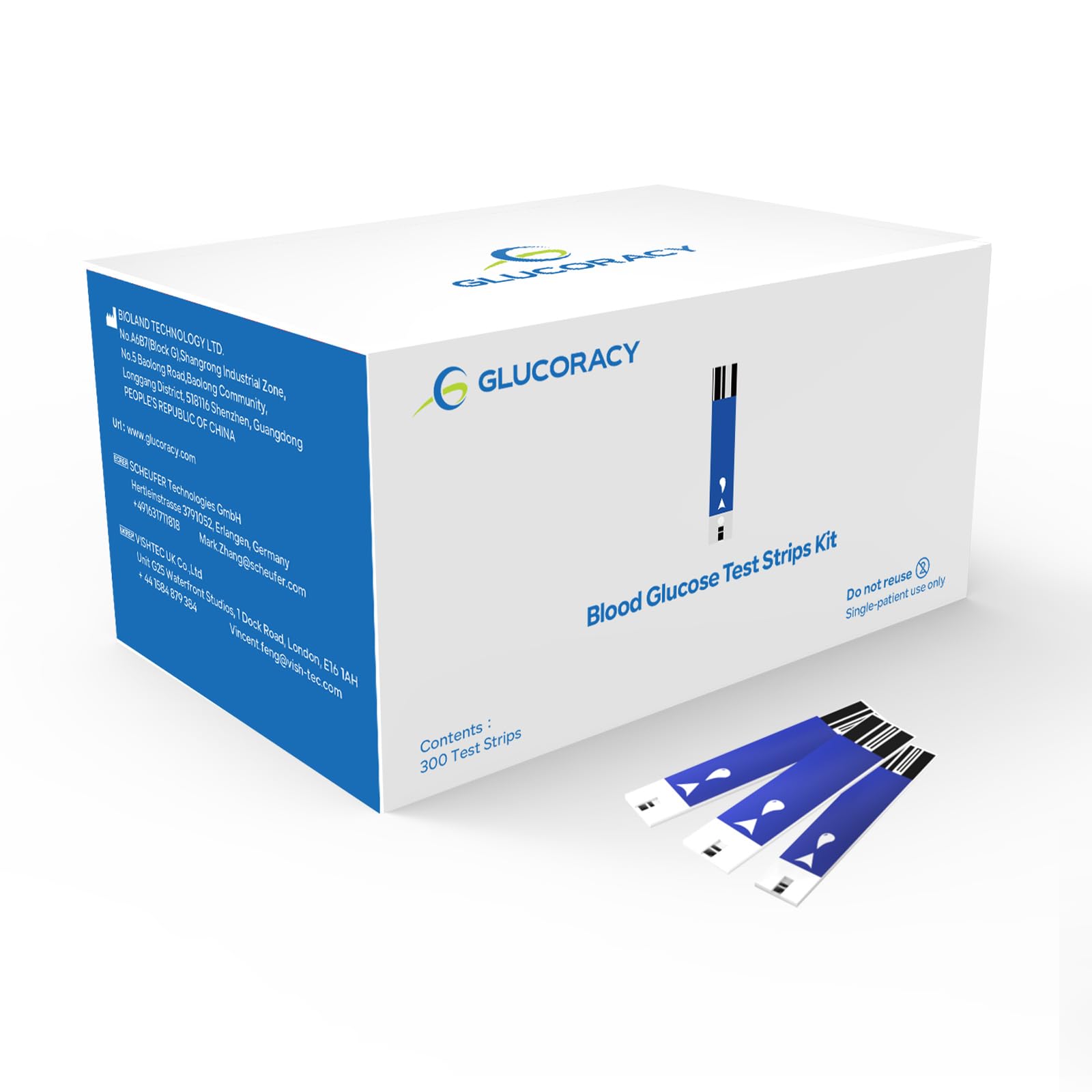 Glucoracy 300 Counts Blood Glucose Test Strips, Only Works with Glucoracy G-425-2/G-425 Blood Sugar Monitor, Self Diabetes Blood Glucose Home Monitoring, 6 Vials 50 Pieces Per Vial