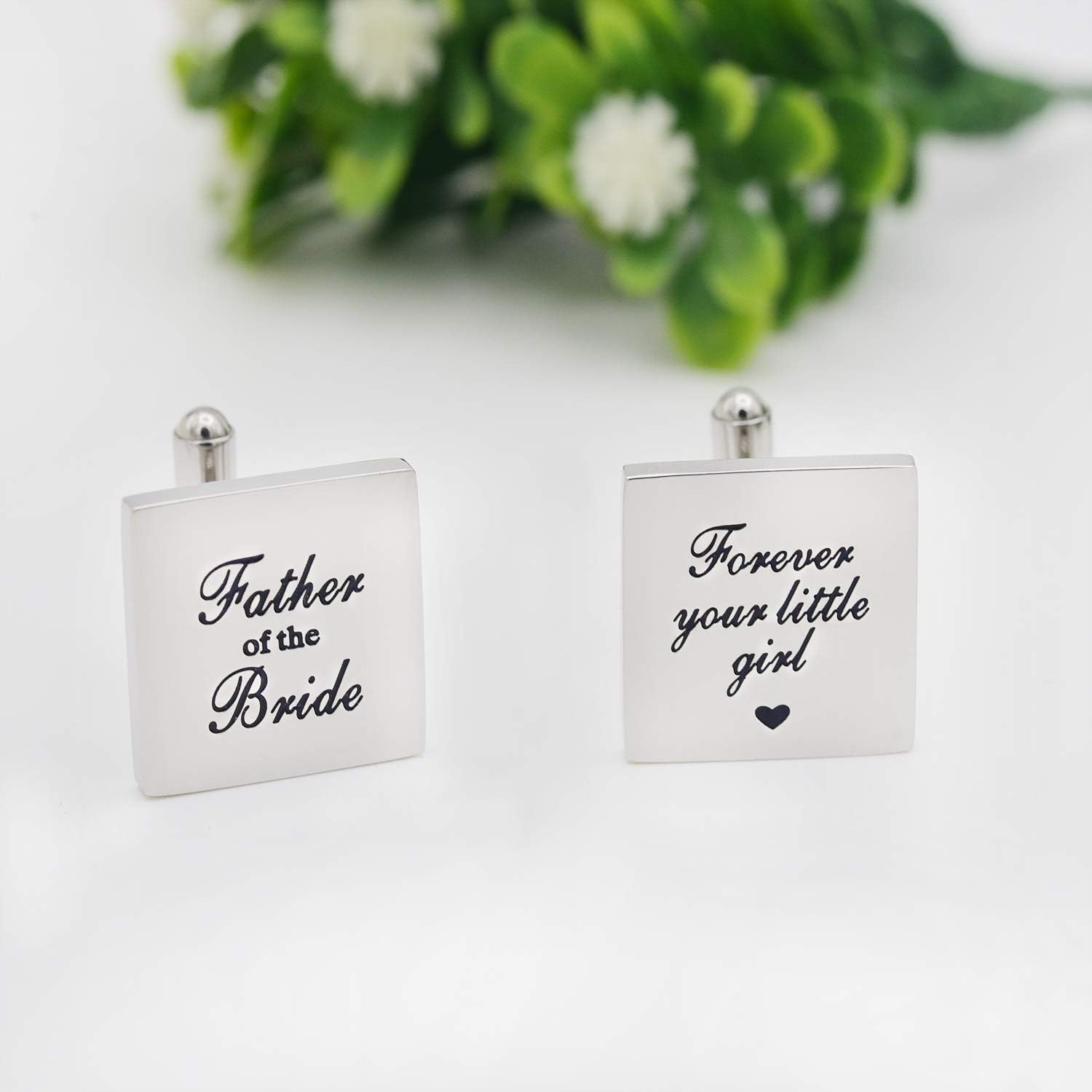 Melix Home Father of the Bride, Forever Your Little Girl Stainless Steel Cuff Links Gift For Dad From Daughter Son (White) - Image 4