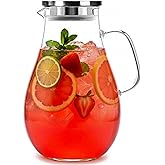 Infusion Pro 1 Gallon Glass Pitcher with Lid, Heat Resistant for Hot/Cold Use, Extra-Wide 4" Mouth, Great Iced Tea Pitcher | Delight Collection, 1 Gallon, 4 L