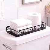 Mifoci Halloween Bat Toilet Paper Basket, 12.6'' Metal Toilet Tank Tray | Spooky Black Bat Paper Holder, Gothic Bathroom Counter Top Storage Organizer for Restroom Bathroom Halloween Decor