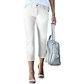 Sidefeel Women's Capri Jeans High Waisted 2026 Summer Fashion Straight Leg Raw Hem Denim Capri Pants