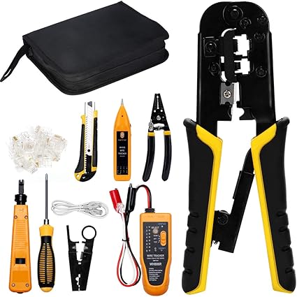 Amazon Com Silivn Network Tool Kit Set Rj11 45 Crimping Tool Kit For Cat5 Cat6 Professional Computer Maintenacnce Lan Cable Tester Network Repair Tool Set Pack Of 9 Home Improvement