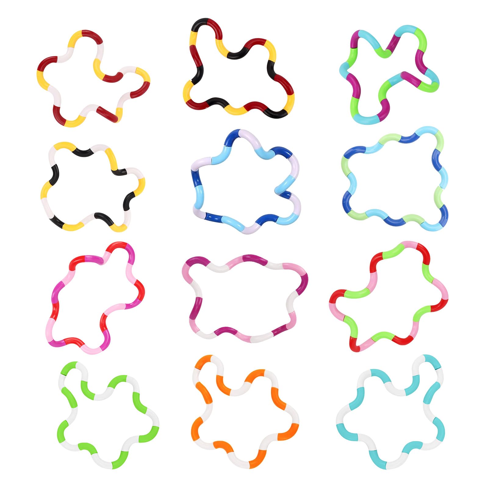 Scettar 12 Pcs Tangle Fidget Toy, Toys, Stress Relief Finger Twisted Decompression Toy for Adh Sensory Fidgets to Improve Focus and Concentration