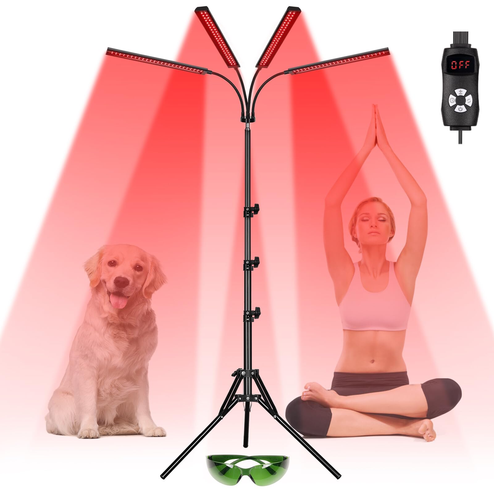 Photo 1 of *MISSING PARTS UNKNOWN*
SAVILER Red Light Therapy with 4 Heads, 3-in-1 Chip Infrared Light Therapy Device, Adjustable Stand, 660nm Red Light and 850nm Near Infrared Light for Face, Body, Pain,Skin, Home Use