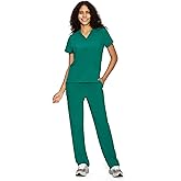 COZYFIT Scrubs for Women Set Medical Uniform - V-Neck Top & Straight Leg Pants with 9 Pockets, Unisex Workwear COZY SCRUBS