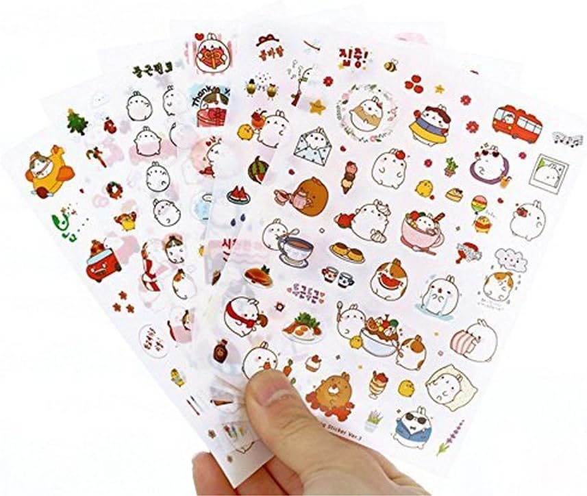 Kanggest 6 Sheets Cute Bunny Rabbit Stickers Calendar Stickers Transparent Washi Paper DIY Decoration Photo Journal Notebook Decoration Scrapbooking-Third Generation