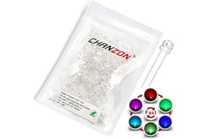 Chanzon 100 pcs 5mm RGB Multicolor Fast Blinking (Multi Color Changing) Straw Hat LED Diode Lights (Clear Transparent Lens) Bright Lighting Bulb Lamps Electronics Components Light Emitting Diodes